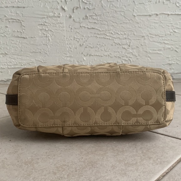 Coach Signature C Logo Satchel in Khaki Sateen with Mahogany Strapping - Picture 6 of 8